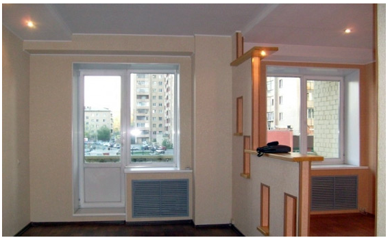 Перегородка между кухней и комнатой может быть даже такой