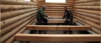 Главные балки пола до установки лаг