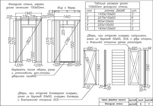 Таблица (чертеж) раскроя досок фассадной стены