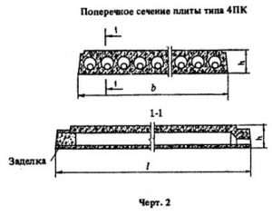 Поперечное сечение плиты типа 4ПК
