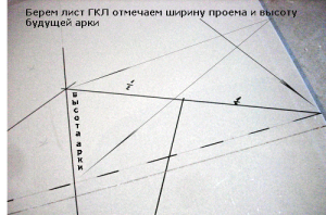 Отмечаем высоту арки